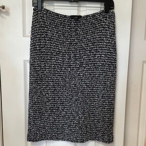 St. John Black and White Textured Midi Skirt